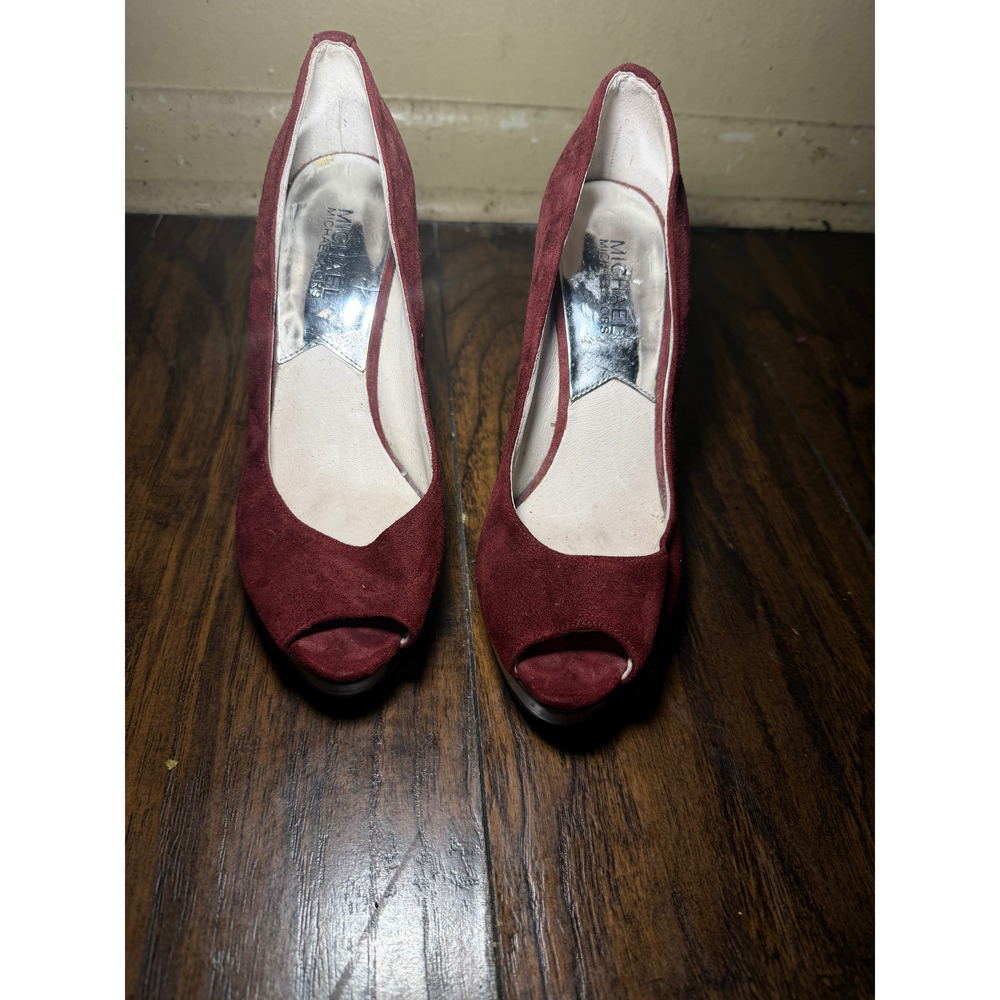 MICHAEL Michael Kors Red Suede Peep Toe High Heel Pumps - Picture 5 of 7